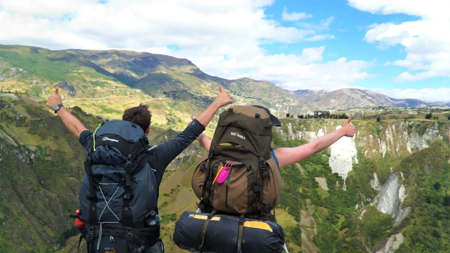 Laguna Quilotoa Trek Awesome mountain views celebrating Hero Ecuador