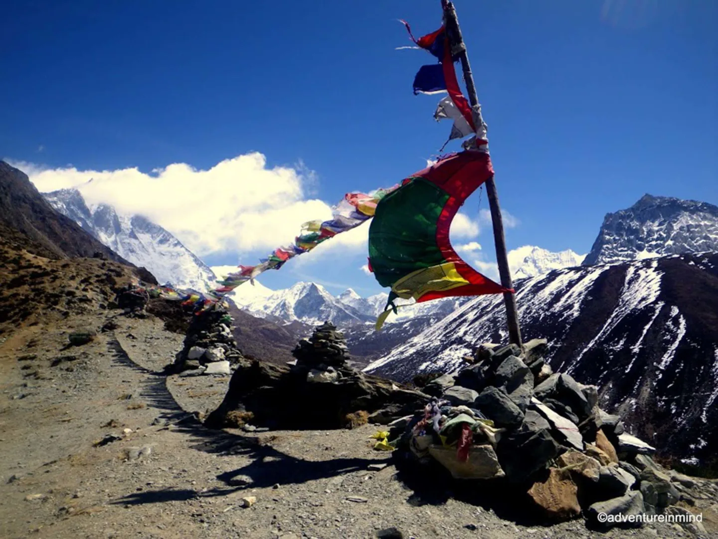 Prayer flags mountains Nepal